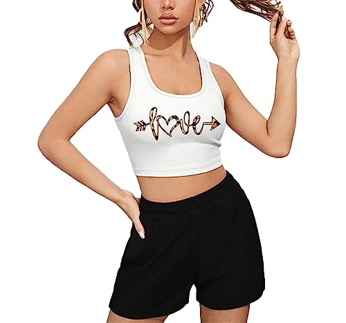 Two Piece Pj Sets,Printed Pajamas Sports Wind Women's Sleepwear Set, U-Neck Vest Shorts Stretch Women's Nightwear Women's Sportswear