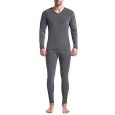 Two-piece suit for men, moisture-absorbing and heat-generating sets, solid, casual, warm leggings, warm, soft sleepwear, summer suit men, gray, L