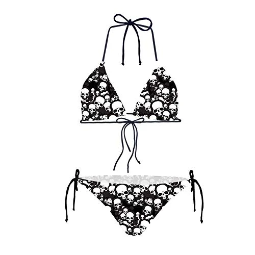 Two Piece Womens Push Up Bikini Swimsuits Teen Girls Bathing Suits Skull Print