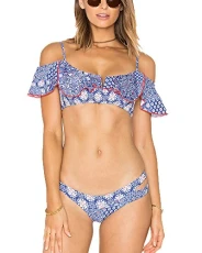 Two Pieces Swimwear Bikini Top & Bottom Bathing Suits Beachwear Set Push-Up Padded Bra Swimsuit XL