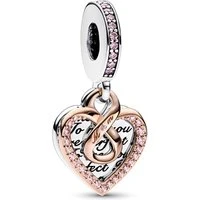 Two-tone Infinity Mum Heart Dangle Charm