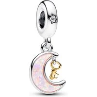 Two-tone Key & Moon Dangle Charm