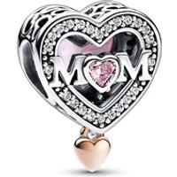 Two-tone Openwork Mum & Heart Charm