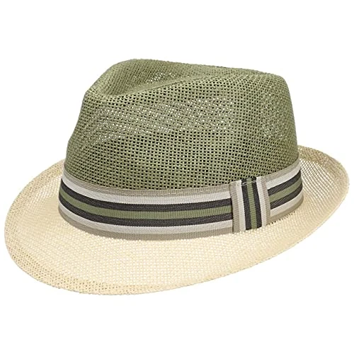 Twotone Trilby Straw Hat Women/Men - Beach Sun with Grosgrain Band Spring-Summer - XL (60-61