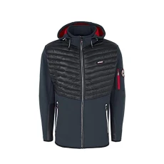 Tylonshell Men's Jacket Softshell / Quilted Windbreaker Hood Sleeve Pocket with Rubber Patch - Grey - Large Tylonshell Men's Jacket Softshell / Quilted Windbreaker Hood Sleeve Pocket with Rubber Patch - Grey - Large