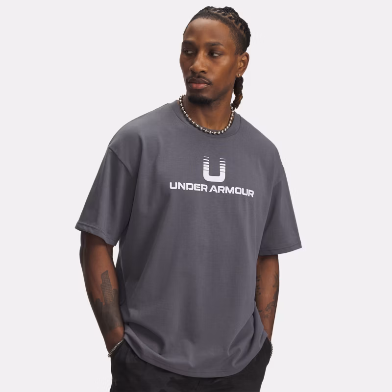 U Logo Heavyweight Mens Short Sleeve Castlerock / White - Gray