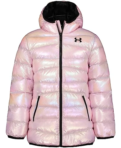 Ua longer Prime Girls' Puffer Jacket, Bubble Peach, 5