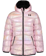 Ua longer Prime Girls' Puffer Jacket, Bubble Peach, 5