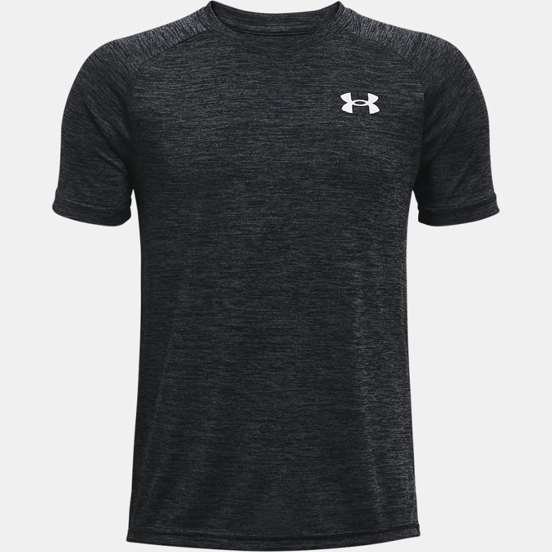 UA Tech? Boys Short Sleeve Black / White YSM ( 54 in)