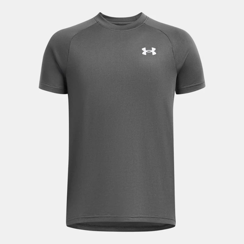 UA Tech? Boys Short Sleeve Castlerock / White YSM ( 54 in) - Gray