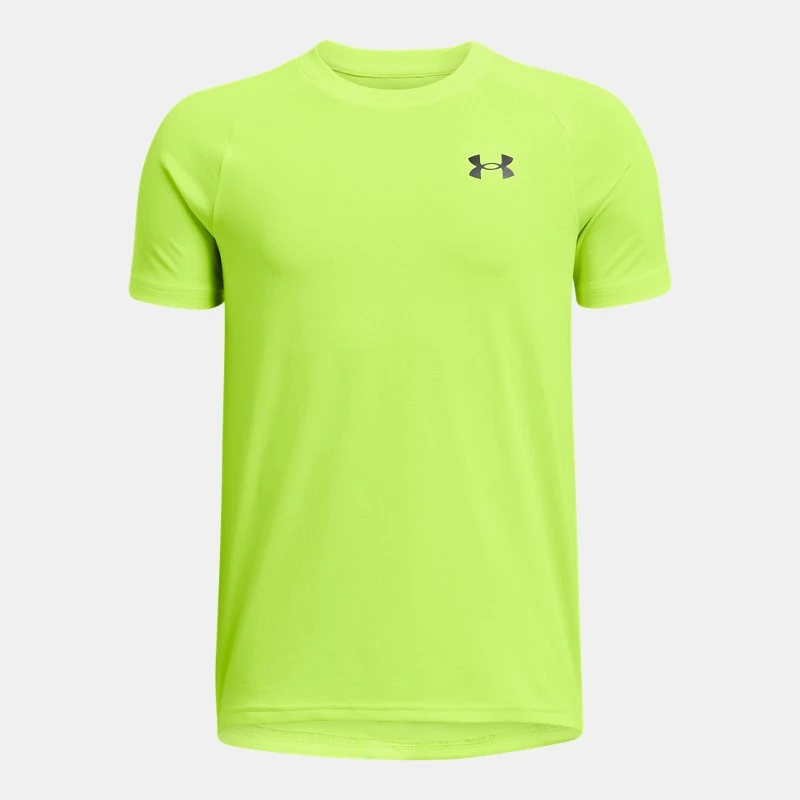 UA Tech? Boys Short Sleeve High Vis Yellow / Black YXS ( in)