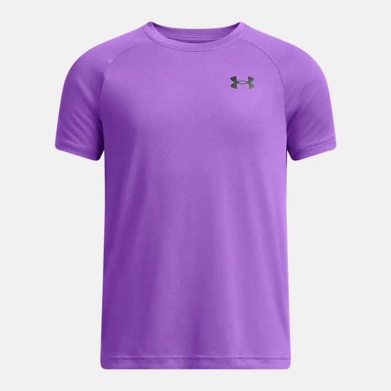 UA Tech? Boys Short Sleeve Lavish / Black YSM ( 54 in) - Purple