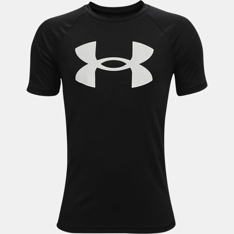 UA Tech? Big Logo Boys Short Sleeve Black / White YLG (59 in)