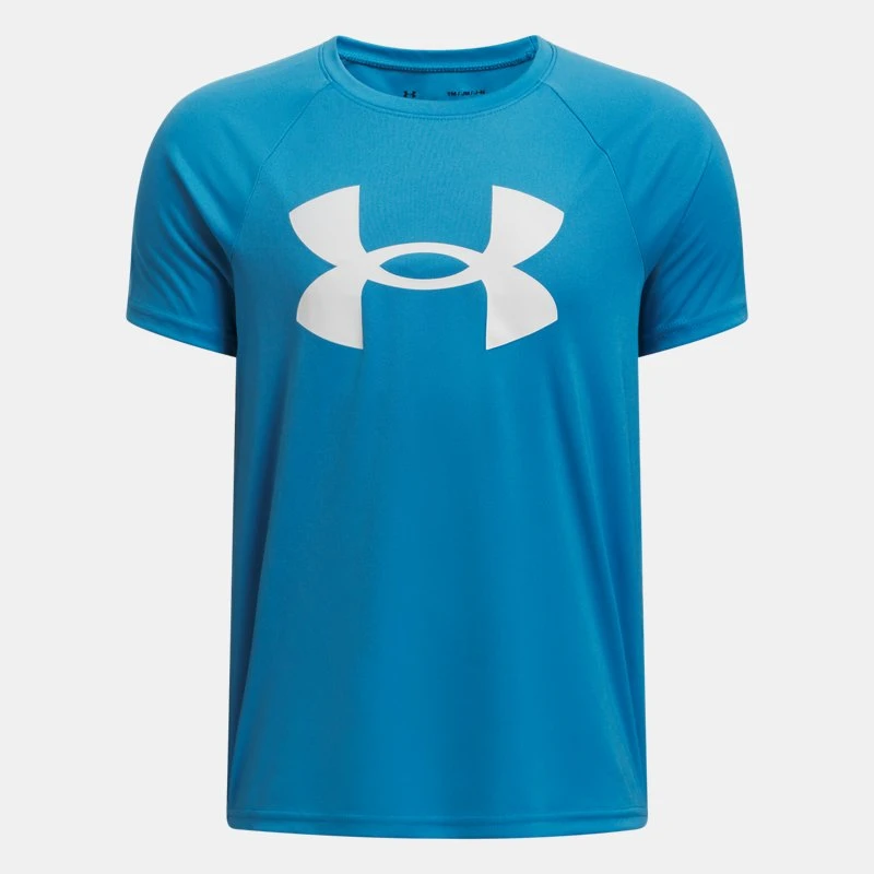UA Tech? Big Logo Boys Short Sleeve Ether Blue / White YXS ( in)