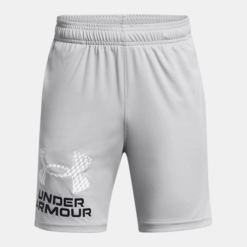 UA Tech? Boys Logo Shorts Mod Gray / White YXS ( in)