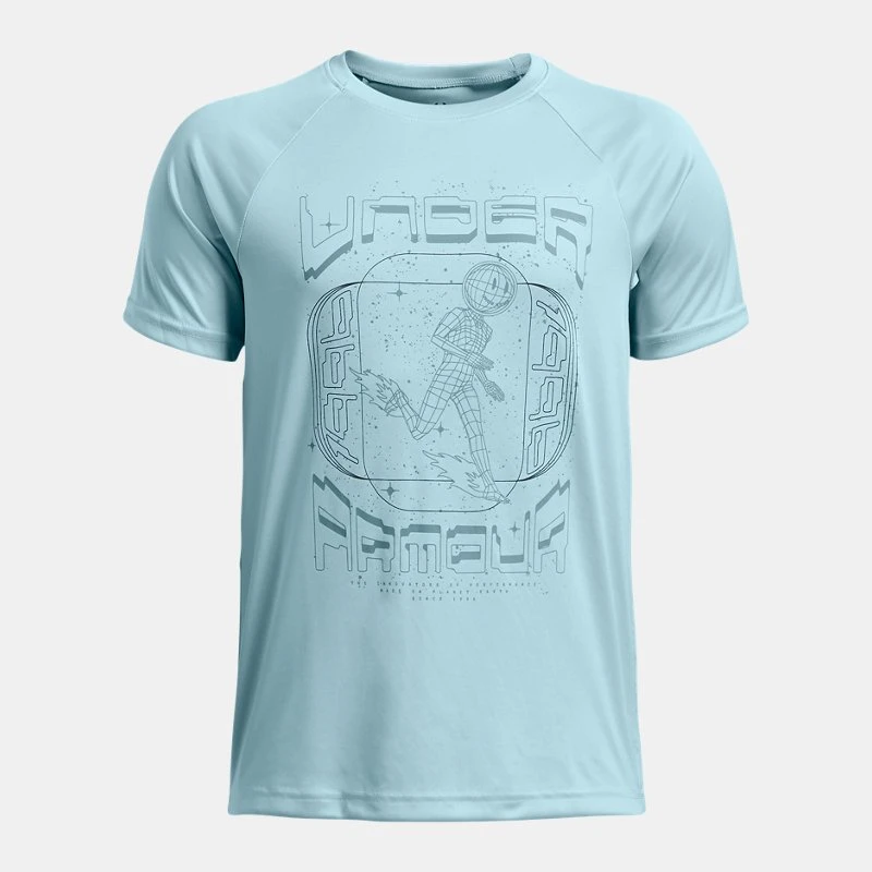UA Tech? Game Day Boys Short Sleeve Stream / Ether Blue / Black YLG (59 in)