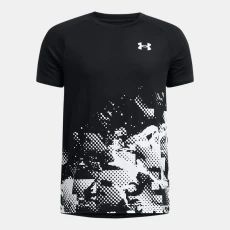UA Tech? Graphic Boys Short Sleeve Black / White YSM ( 54 in)