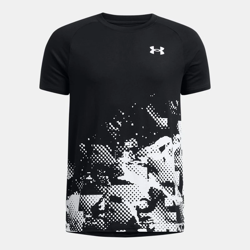 UA Tech? Graphic Boys Short Sleeve Black / White YSM ( 54 in)