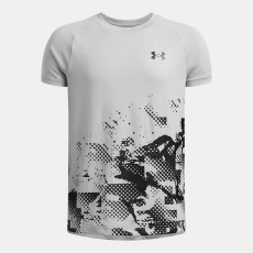 UA Tech? Graphic Boys Short Sleeve Mod Gray / Black YXS ( in)