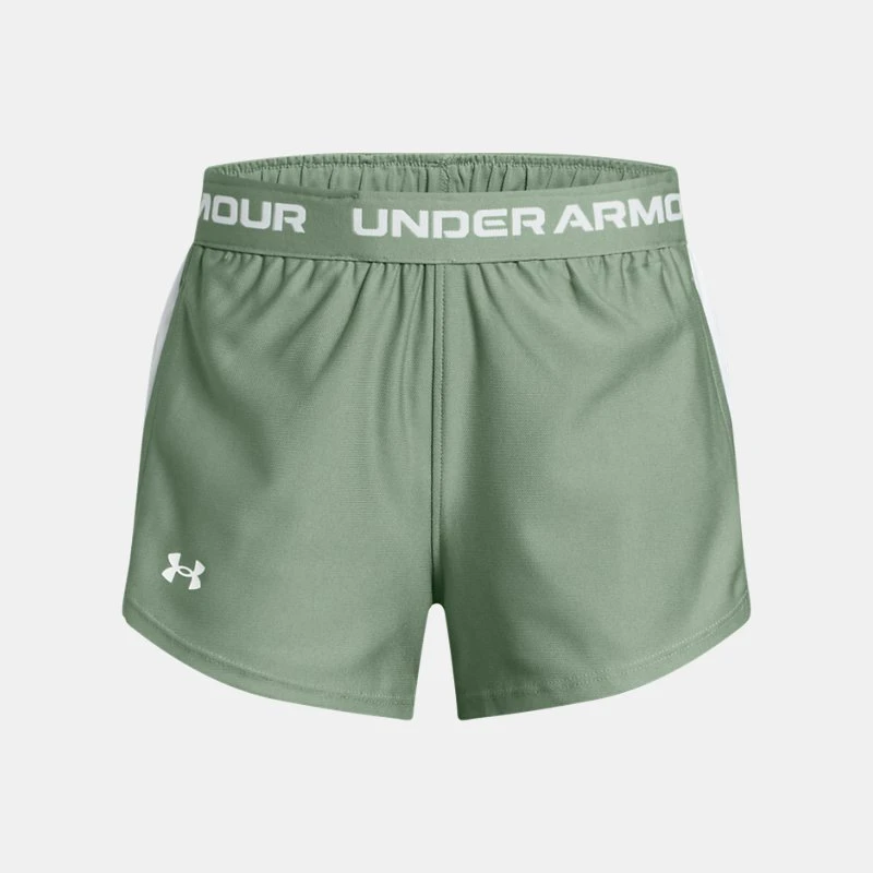 UA Tech? Play Up Girls Shorts Silica Green / White / White YMD ( 59 in)