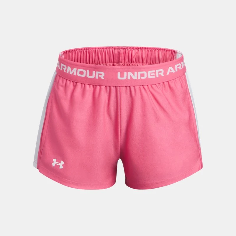UA Tech? Play Up Girls Shorts Super Pink / White / White YLG (59 in)