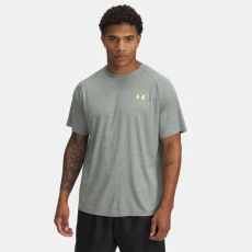 UA Tech? Textured Mens Short Sleeve Silica Green / Hydro Green / High Vis Yellow