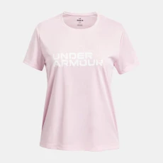 UA Tech? Twist Wordmark Logo Girls Short Sleeve Prime Pink / White YMD ( 59 in) UA Tech? Twist Wordmark Logo Girls Short Sleeve Prime Pink / White YMD ( 59 in)