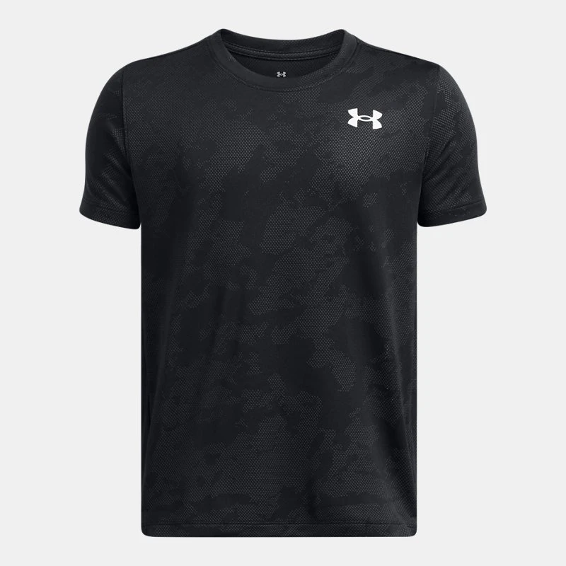 UA Tech? Vent Jacq rd Boys Short Sleeve Black / White YLG (59 in)