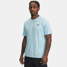 UA Tech? Vent Jacq rd Mens Short Sleeve Stream / Black Blue UA Tech? Vent Jacq rd Mens Short Sleeve Stream / Black Blue