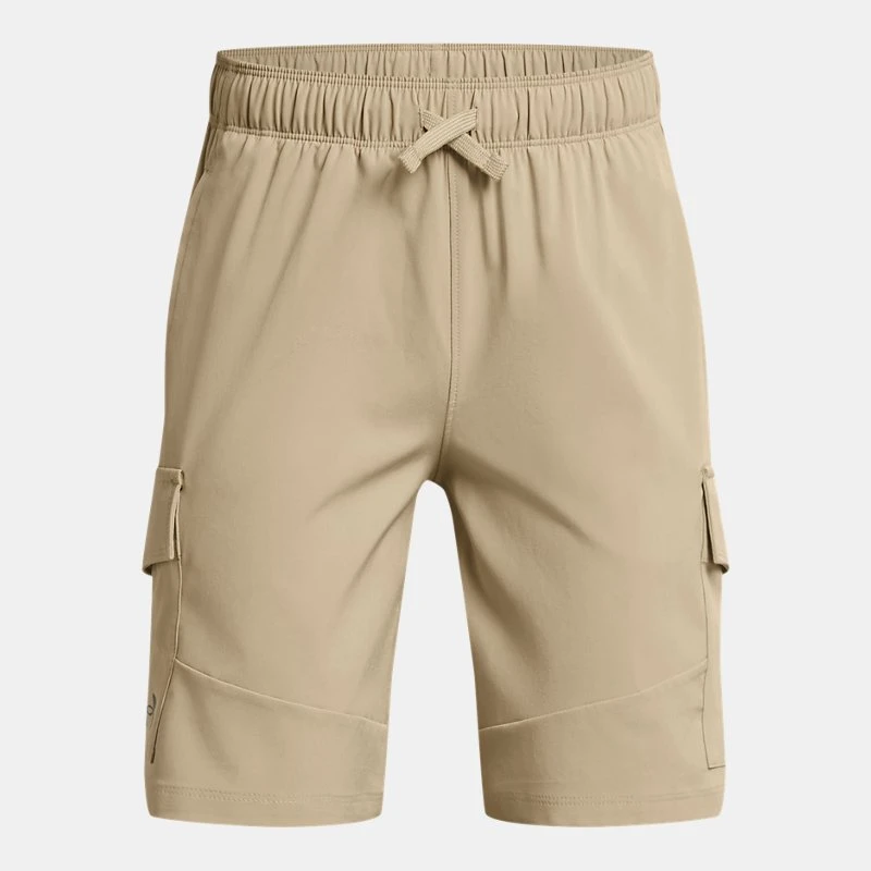 UA Tech? Woven Boys Cargo Shorts City Khaki / Black YLG (59 in) - Brown