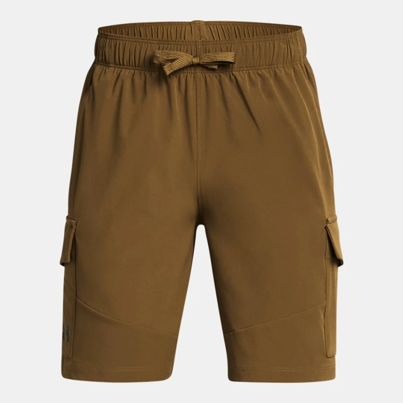 UA Tech? Woven Boys Cargo Shorts Coyote / Black YLG (59 in) - Brown