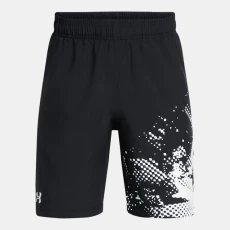 UA Tech? Woven Graphic Boys Shorts Black / White / White YMD ( 59 in) UA Tech? Woven Graphic Boys Shorts Black / White / White YMD ( 59 in)