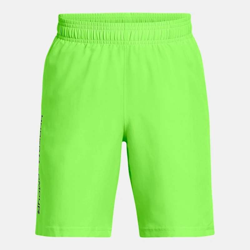 UA Tech? Woven Wordmark Boys Shorts Cyber Green / Black YSM ( 54 in)