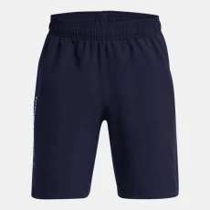 UA Tech? Woven Wordmark Boys Shorts Midnight Navy / White YMD ( 59 in) - Blue UA Tech? Woven Wordmark Boys Shorts Midnight Navy / White YMD ( 59 in) - Blue