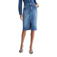 UA4197D4448 Jewel Luxury Denim Midi Skirt, dark blue, 26