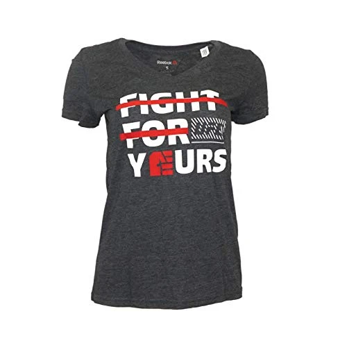 UFC Women's Black UFAN Fight for Yours Triblend V-Neck T-Shirt AH9319, Black, M