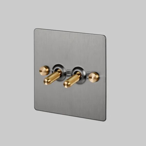UK-TO-CO-2G-ST-BR-A 2G Toggle Light Switch Steel - Brass