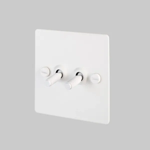 UK-TO-CO-2G-WH-ST-A 2G Toggle Switch Light Switch White - Steel