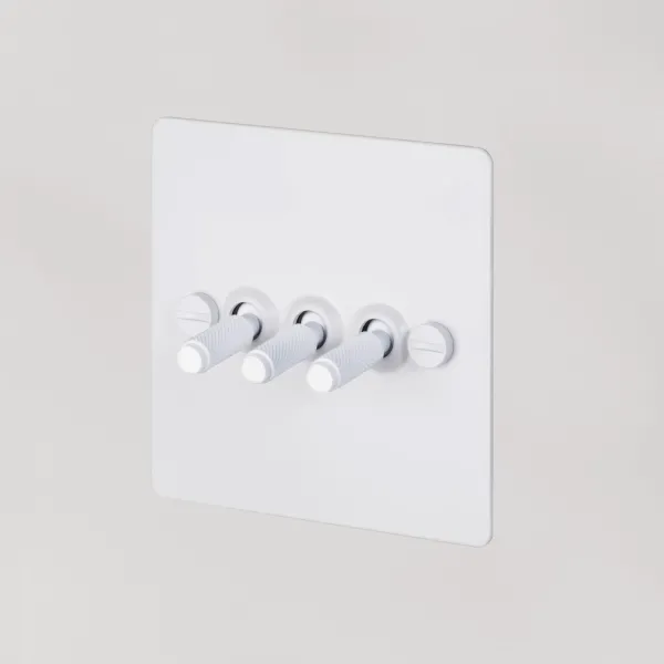 UK-TO-CO-3G-WH-ST-A 3G Toggle Light Switch White - Steel