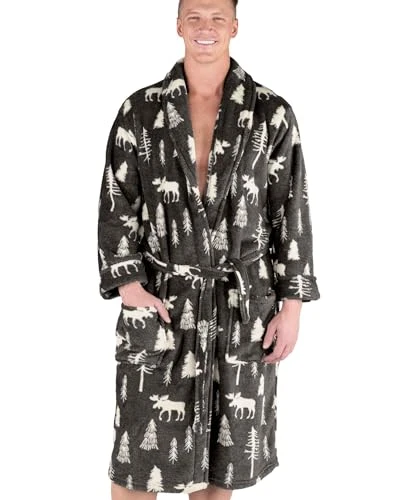 Ultra-Cozy Plaid Bathrobes for Men, Take a Hike Bathrobe, S/M