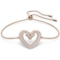 Una Rose Gold Swan Heart Bracelet