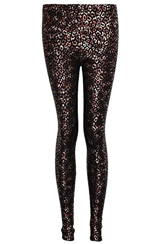 Unbranded by  Ladies Camo Floral Leopard Galaxy Nebula Snake Comic Print Women's Leggings [Shiny Bronze Leo, ML]