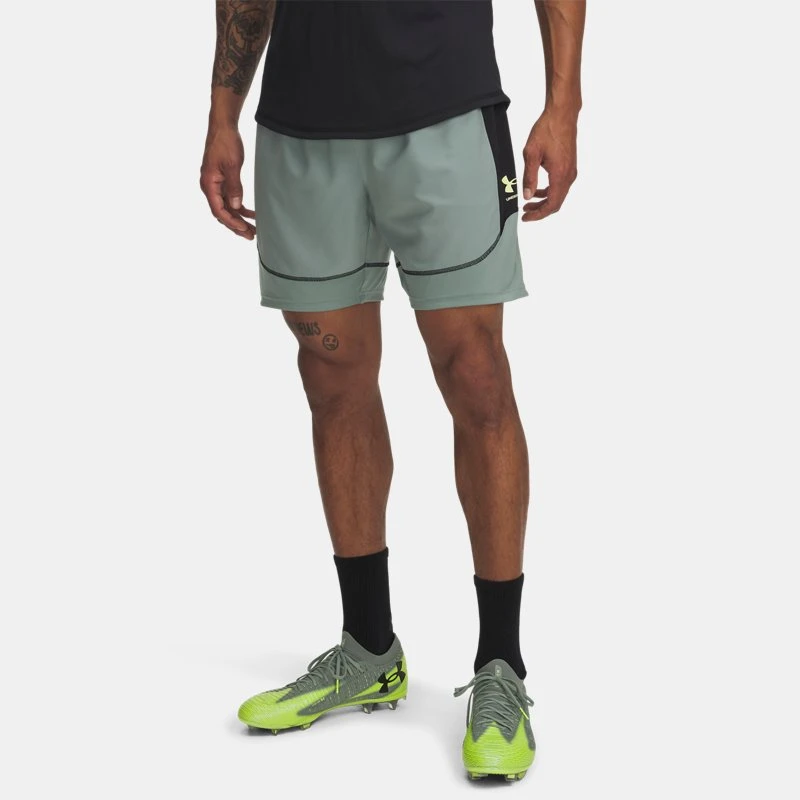 Under Armour Challenger Pro Mens Training Shorts Silica Green / Black / Sonic Yellow
