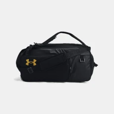 Under Armour Contain Duo Medium Backpack Duffle Black / Metallic Gold OSFM