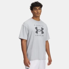 Under Armour Heavyweight Branded Mens Oversized Short Sleeve Mod Gray / Castlerock