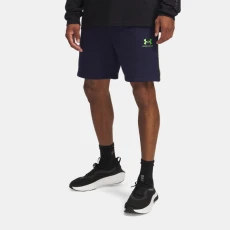 Under Armour Icon Fleece Taping Mens Shorts Midnight Navy / Cyber Green