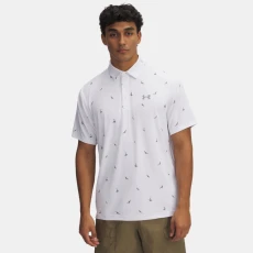 Under Armour Playoff Printed Mens Polo White / Steel / Steel