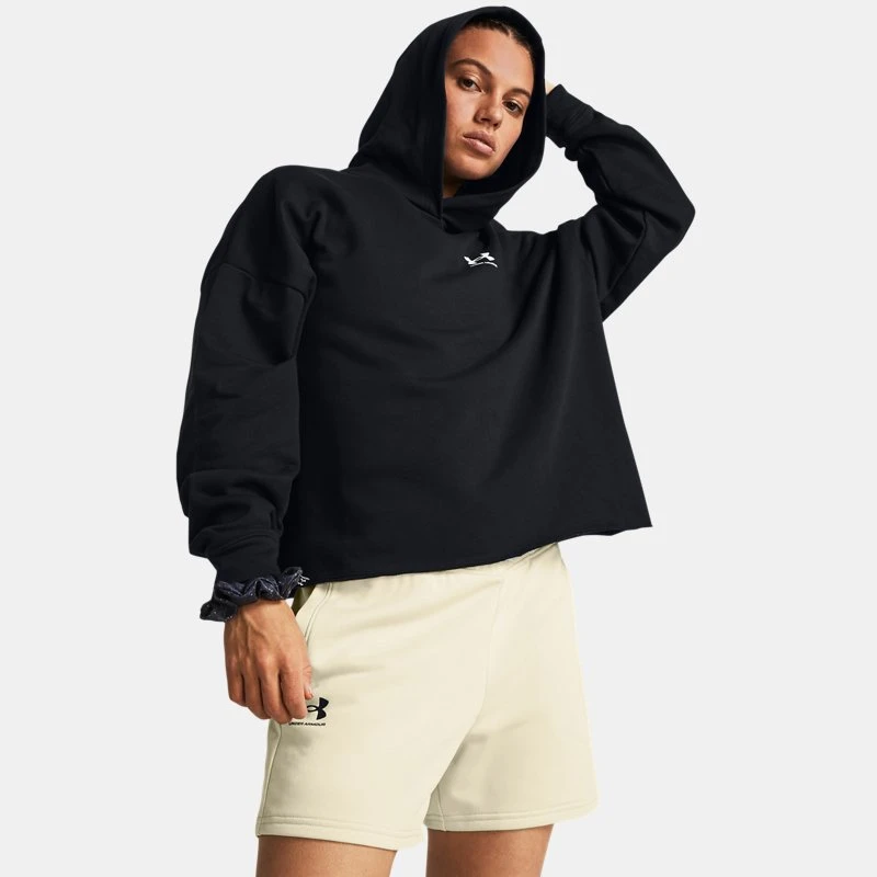 Under Armour Rival Terry Womens Oversized Hoodie Black / White