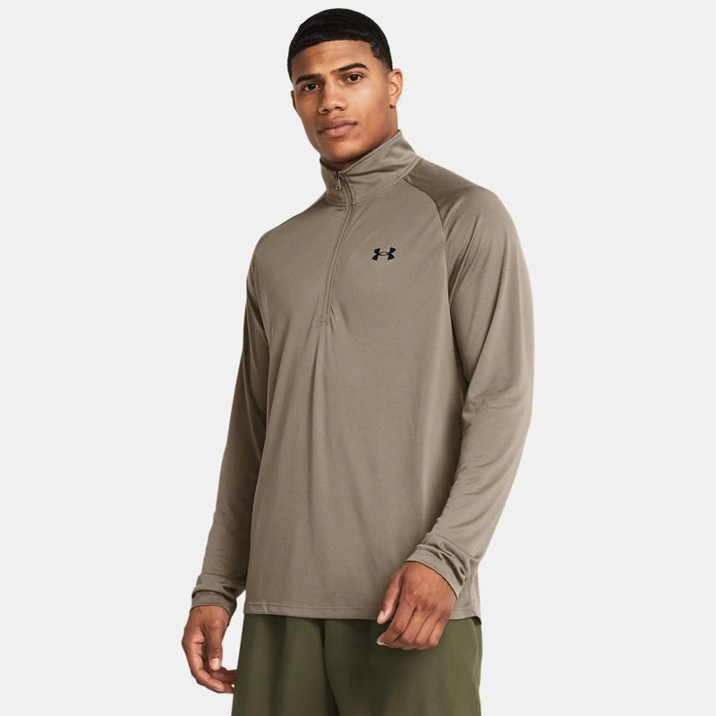 Under Armour Tech™ Mens ½ Zip Long Sleeve Taupe Dusk / Black