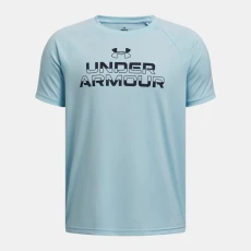 Under Armour Tech™ Split Wordmark Boys Short Sleeve Stream / Midnight Navy YXS ( in)
